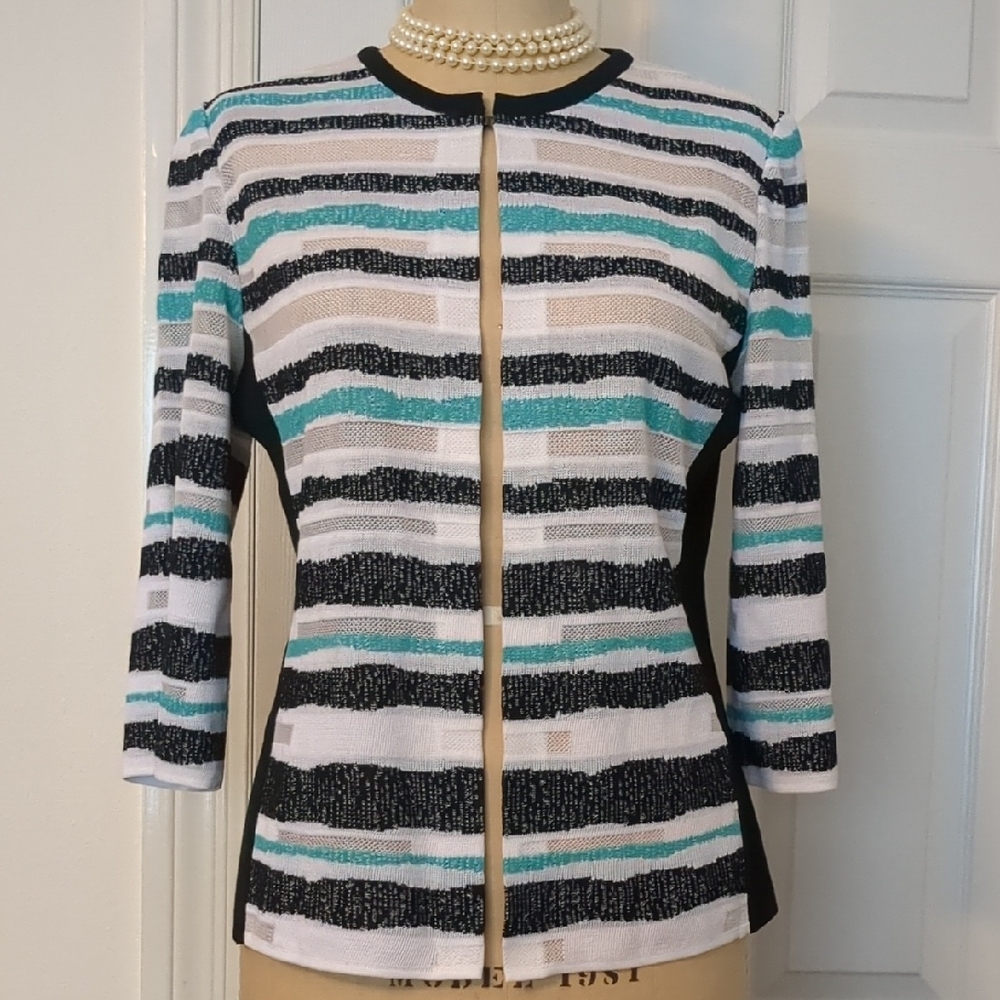 Ming Wang Textured Stripe Cardigan Sz. M